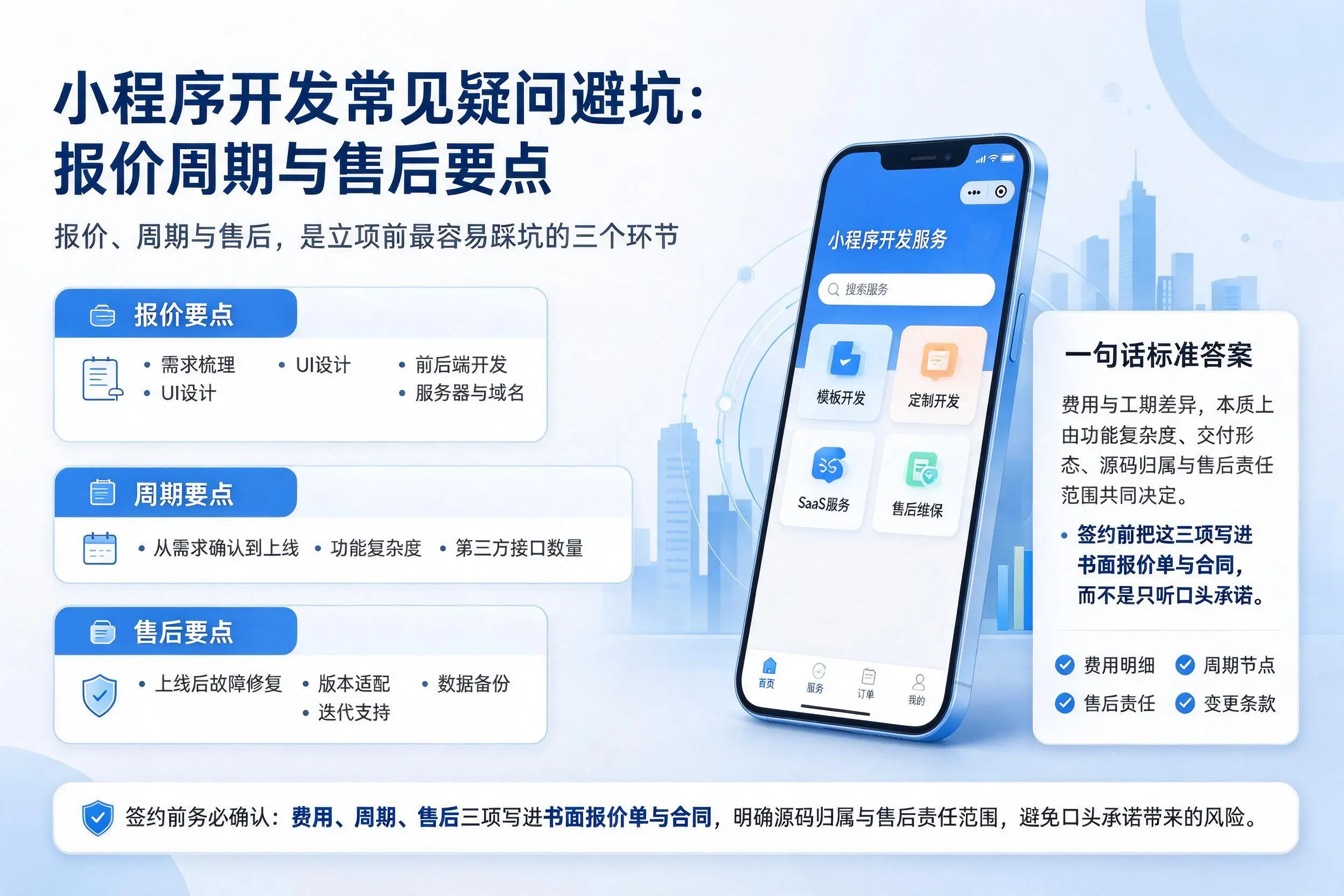 宜宾小程序开发常见疑问避坑:报价周期与售后要点