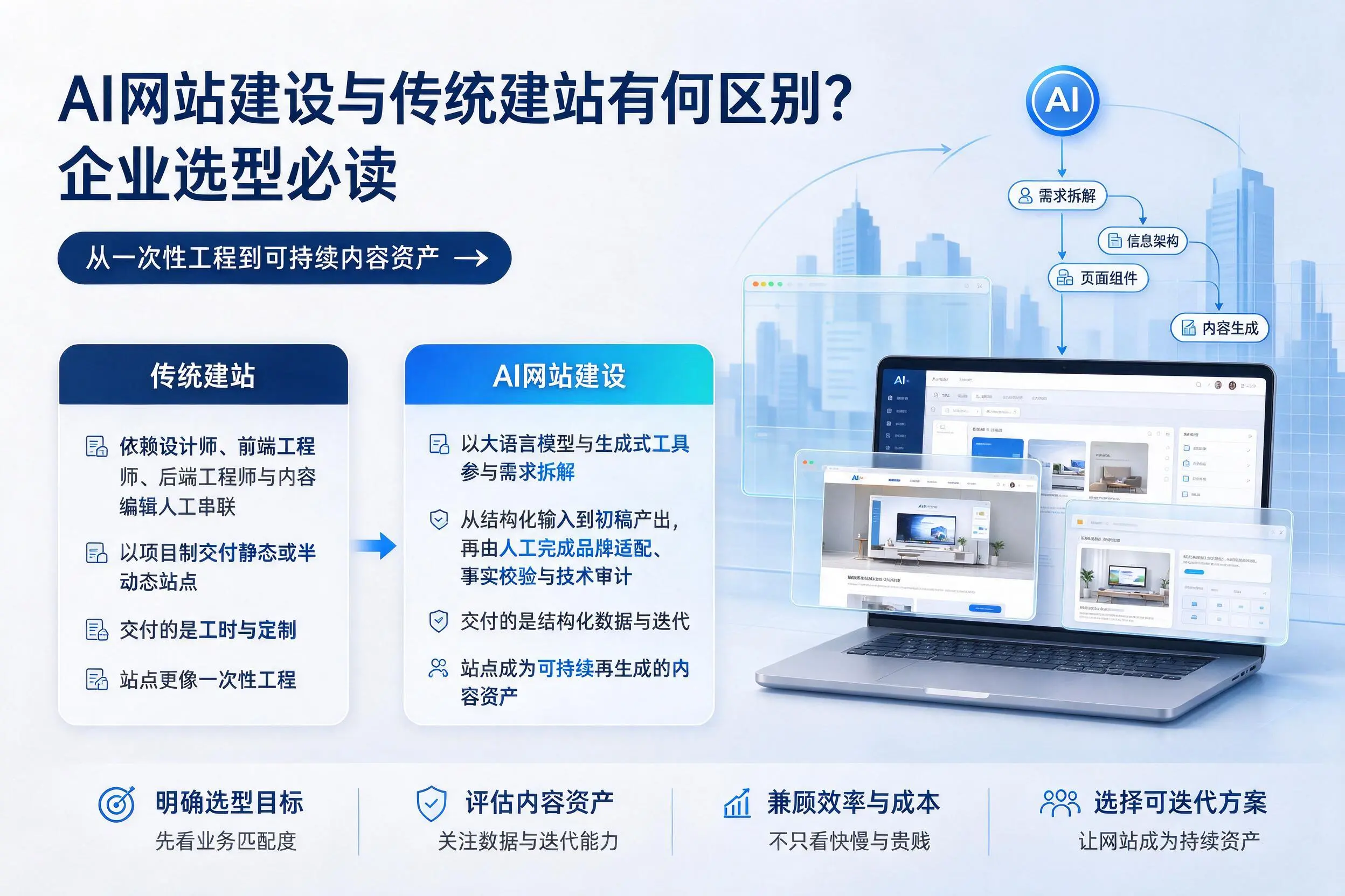 AI网站建设与传统建站有何区别?宜宾企业选型必读