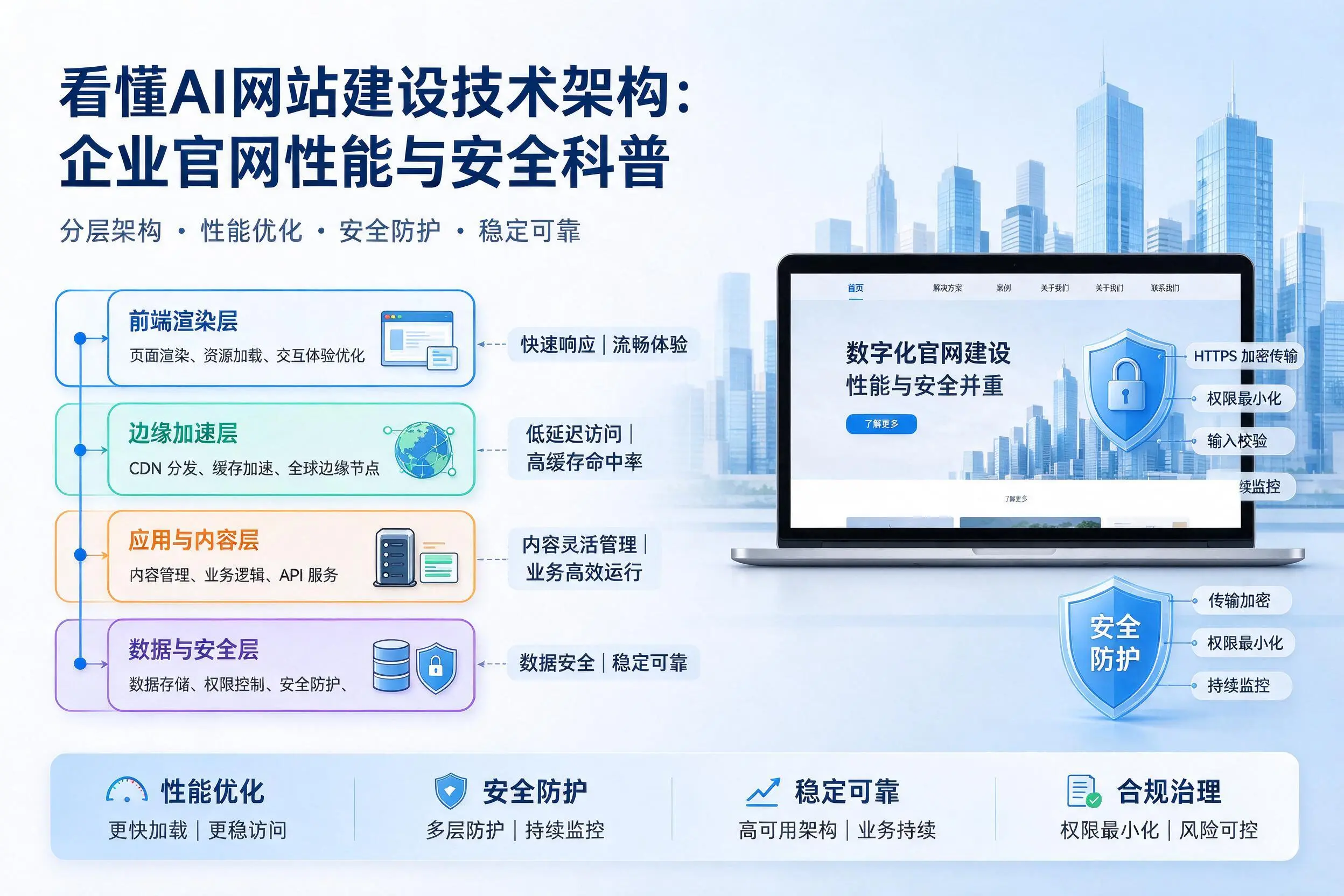 看懂AI网站建设技术架构：宜宾企业官网性能与安全科普