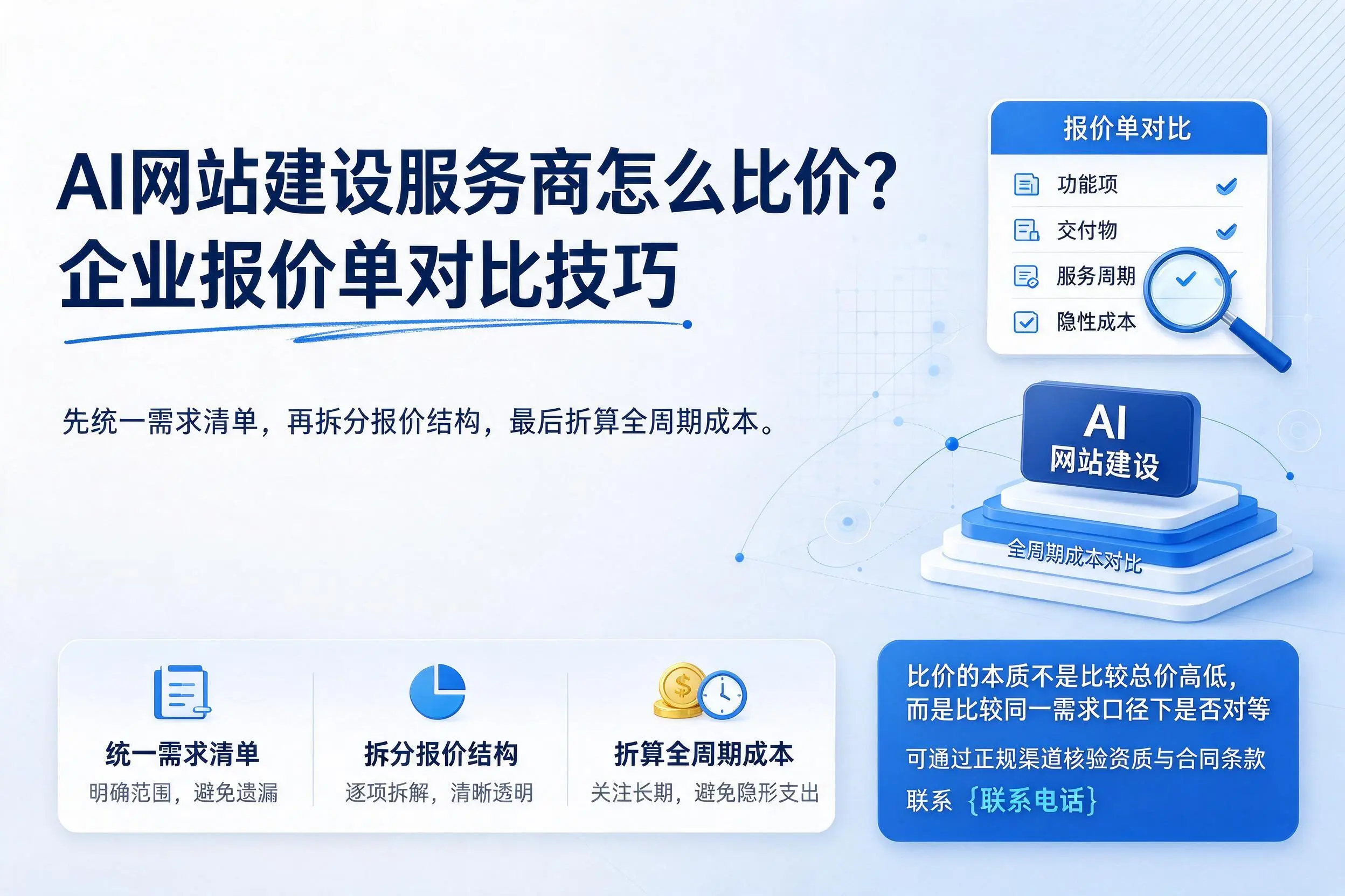 AI网站建设服务商怎么比价？宜宾企业报价单对比技巧