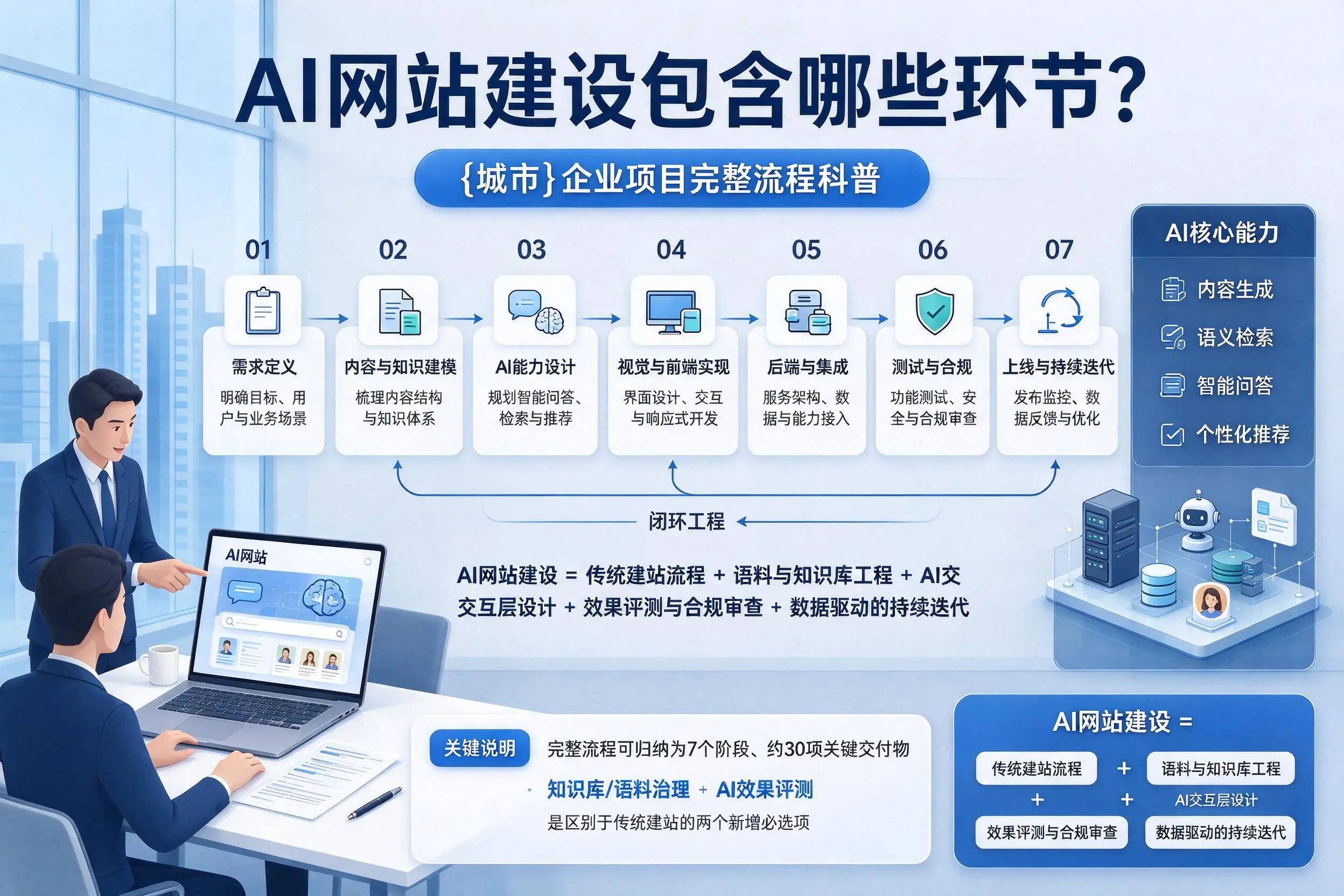 AI网站建设包含哪些环节？宜宾企业项目完整流程科普
