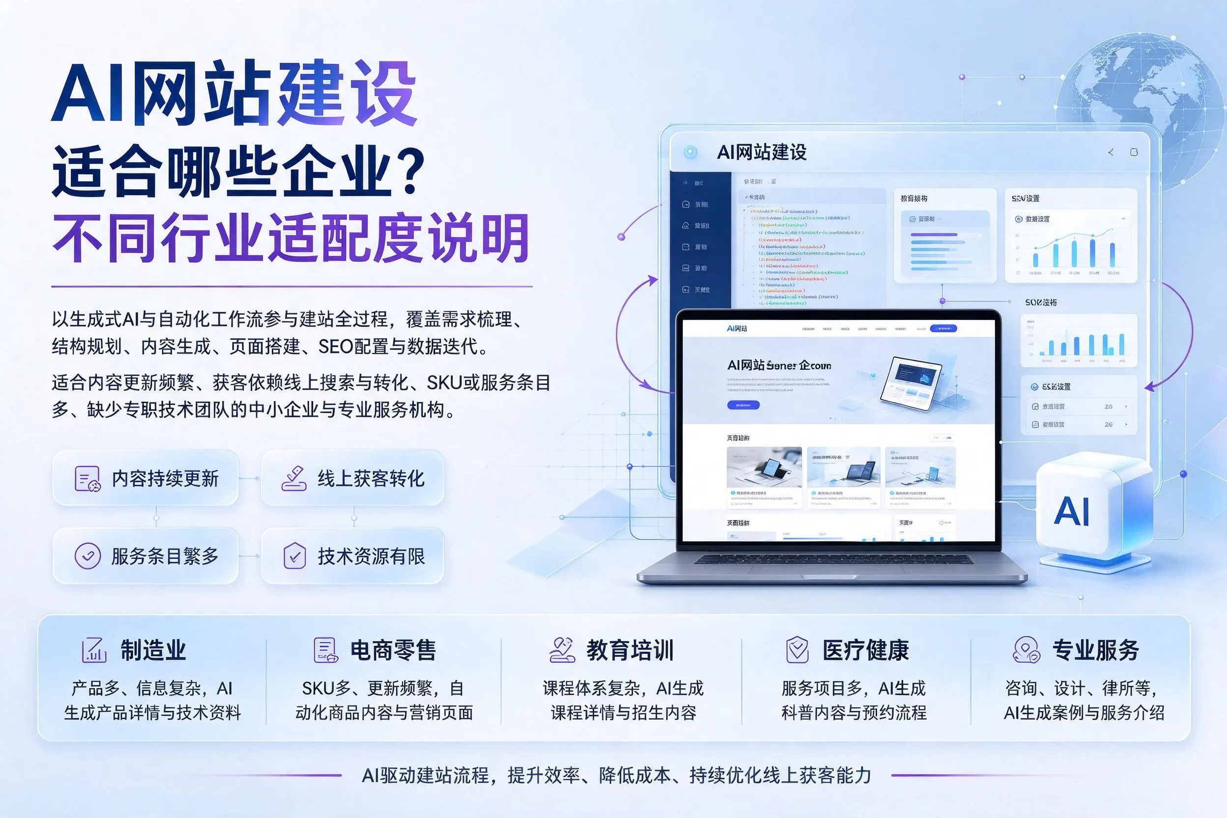 AI网站建设适合哪些企业?宜宾不同行业适配度说明
